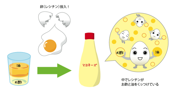 レシチンはお酢と油を結び付けてくれる