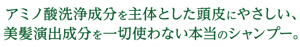 美髪演出成分を一切使わない本当のシャンプー。美髪演出成分を一切使わない本当のシャンプー。